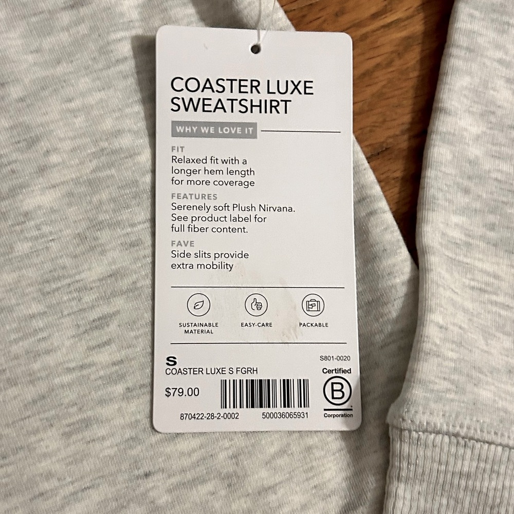 Athleta Coaster Luxe Sweatshirt, Gray, Small - NWT - Picture 2 of 6